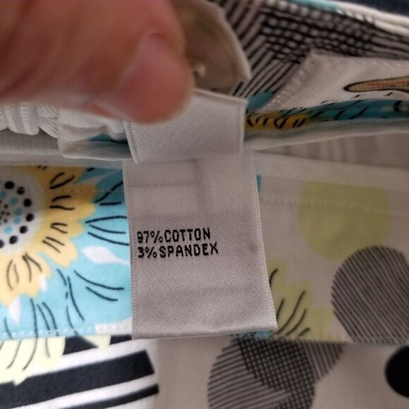 Talbots Mid Century Modern A line Skirt Blue White Women's 8P - Picture 4 of 7